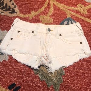 True Religion White Joey Cut-off Shorts